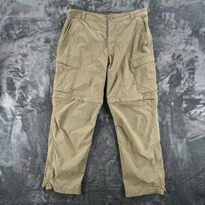REI Co-op Pants Men 36x32 (34X29) Relaxed Gray/Tan Khaki Convertible Hiking Wood